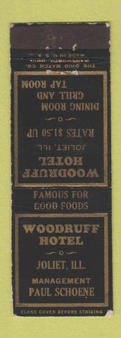 Matchbook Cover - Woodruff Hotel Joliet IL WEAR
