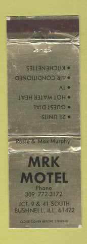 Matchbook Cover - MRK Motel Bushnell IL WORN