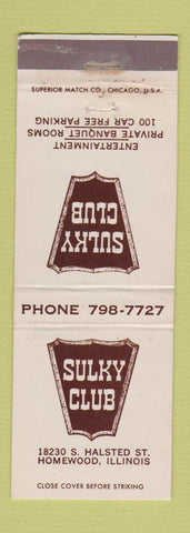 Matchbook Cover - Sulky Club Homewood IL