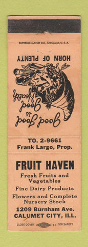 Matchbook Cover - Fruit Haven Calumet City IL WEAR