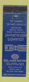 Matchbook Cover - Bel Aire Motel Joland's Restaurant Harvey IL WORN
