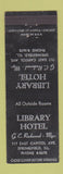 Matchbook Cover - Library Hotel Springfield IL