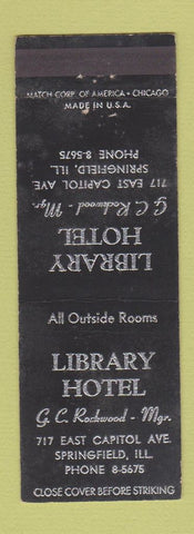 Matchbook Cover - Library Hotel Springfield IL