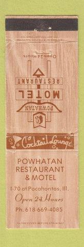Matchbook Cover - Powhatan Restaurant Motel Pocahontas IL WORN