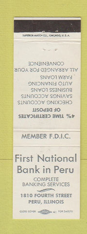 Matchbook Cover - First National Bank Peru IL WEAR