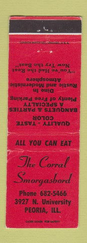 Matchbook Cover - The Corral Smorgasbord Peoria IL WEAR