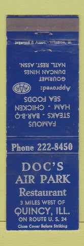 Matchbook Cover - Doc's Air Park Quincy IL