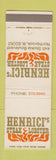 Matchbook Cover - Henrici's Steak Lobster Northbrook IL