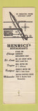 Matchbook Cover - Henrici's Steak Lobster Northbrook IL