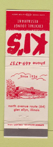 Matchbook Cover - Ki's Restaurant Glen Ellyn IL WEAR