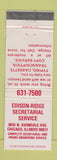 Matchbook Cover - Edison Ridge Secretary Service Chicago IL