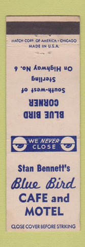 Matchbook Cover - Stan Bennett's Blue Bird Cafe Motel Sterling Colorado