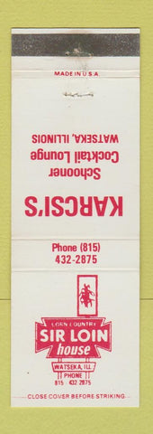 Matchbook Cover - Karcsi's Sir Loin House Watseka IL