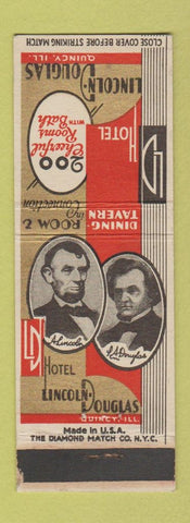 Matchbook Cover - Hotel Lincoln Douglas Quincy IL Abraham WEAR