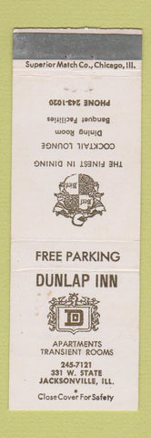 Matchbook Cover - Dunlap Inn Jacksonville IL WEAR