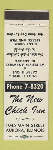 Matchbook Cover - New Chick Inn Aurora IL