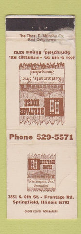 Matchbook Cover - Heritage House Springfield IL WORN
