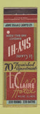 Matchbook Cover - Le Laire Hotel Moline IL