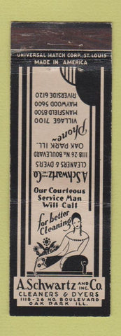 Matchbook Cover - A Schwartz Cleaners Oak Park IL girlie WEAR