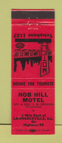 Matchbook Cover - Nob Hill Motel Lawrenceville IL low phone #