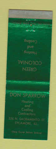Matchbook Cover - Don Sparrow Heating Cooling Sycamore IL WEAR