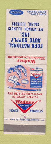 Matchbook Cover - Ford National Supply Auto Pstts Salem IL Wagner Brakes