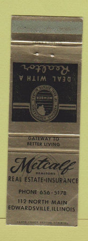 Matchbook Cover - Metcalf Real Estate Insurance Edwardsville IL