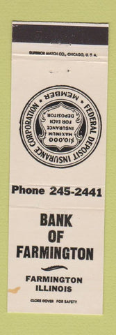 Matchbook Cover - Bank of Farmington IL WEAR