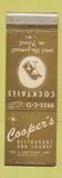 Matchbook Cover - Cooper's Restaurant Arlington Heights IL WEAR