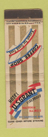 Matchbook Cover - Hotel US Grant Mattoon IL feature WEAR