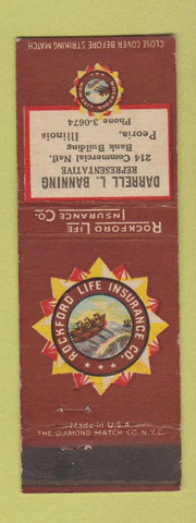 Matchbook Cover - Rockford Life Insurance Darrell Banning Peoria IL