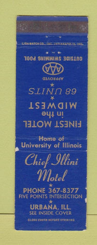 Matchbook Cover - CHief Illini Motel Urbana IL