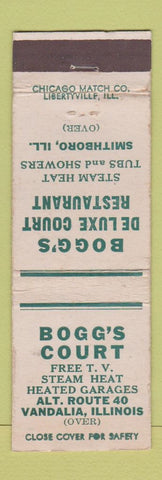 Matchbook Cover - Bogg's Court Motel Restaurant Smithboro IL