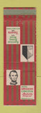 Matchbook Cover - Hotel Abraham Lincoln Springfield IL Hotel Douglas Quincy