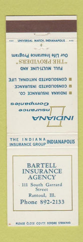 Matchbook Cover - Indiana Insurance Barlett Rantoul IL