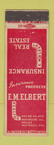 Matchbook Cover - EM Elbert Real Estate Maywood IL WEAR insurance