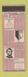Matchbook Cover - Hotel Abraham Lincoln Springfield IL WORN