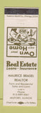 Matchbook Cover - Maurice Brasel Real Estate Milford IL WEAR