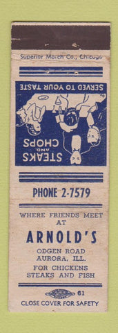 Matchbook Cover - Arnold's Restaurant Aurora IL WEAR