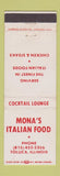 Matchbook Cover - Mona's Italian Restaurant Toluca IL