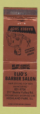Matchbook Cover - Elio's Barber Shop Highland Park IL WEAR
