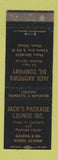 Matchbook Cover - Jack's Package Lounge Dixon IL Jack Andrews Oil gas
