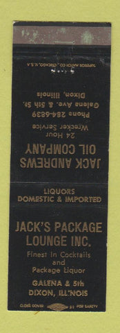 Matchbook Cover - Jack's Package Lounge Dixon IL Jack Andrews Oil gas