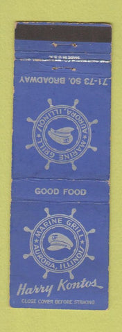 Matchbook Cover - Marine Grill Aurora IL Harry Kontos WEAR