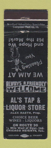 Matchbook Cover - Al's Tap Liquor Store Chicago Heights IL WEAR