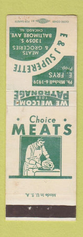 Matchbook Cover - E&J Superette Grocery Chicago IL WORN