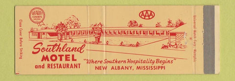 Matchbook Cover - Southland Motel New Albany MS Full Length
