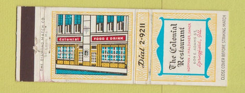 Matchbook Cover - Colonial Restaurant Springfield IL