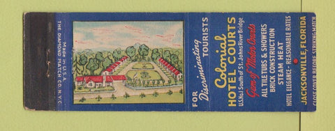 Matchbook Cover - Colonial Hotel Courts Jacksonville FL WORN