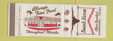 Matchbook Cover - Ranch House Hamburgers Steaks FL Chain